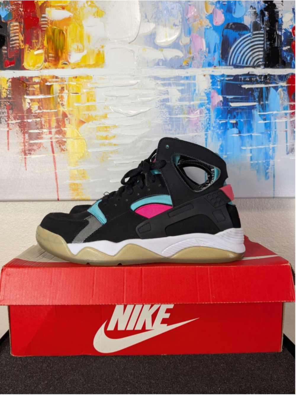 Nike Air Flight Huarache Shoes Mens Size 8 Black Mid Top Sneakers 705005-003